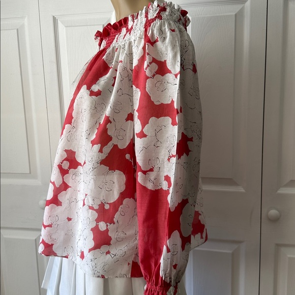 Escada Red and White Floral Blouse - Picture 6 of 16